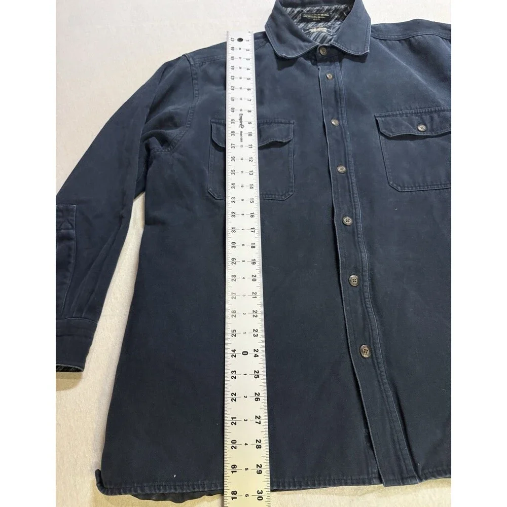Y2K Levis Mens Cotton Canvas Shirt Jacket Shacket Size XL Navy Lined Work Winter - Picture 5 of 8